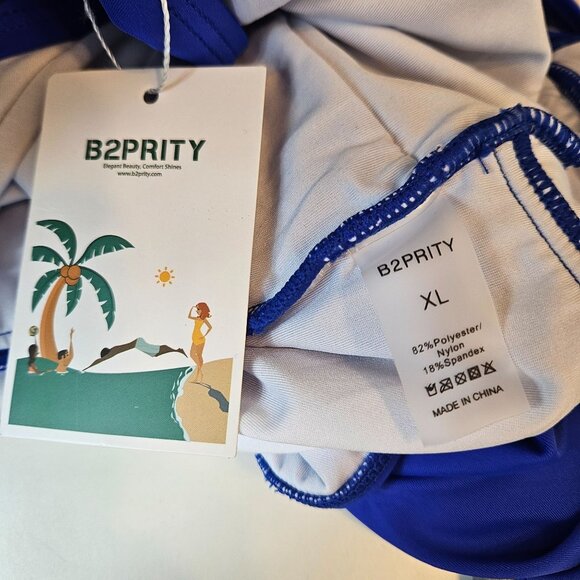 B2prity Womens One Piece Swimsuit Ruffle Cutout Bathing Suit XL Blue Beach Pool - Picture 9 of 10